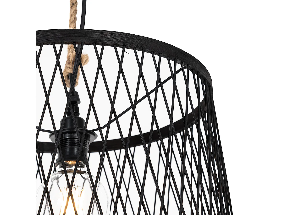 Lampe suspendue d'extérieur rurale en rotin noir 40 cm - Calamus