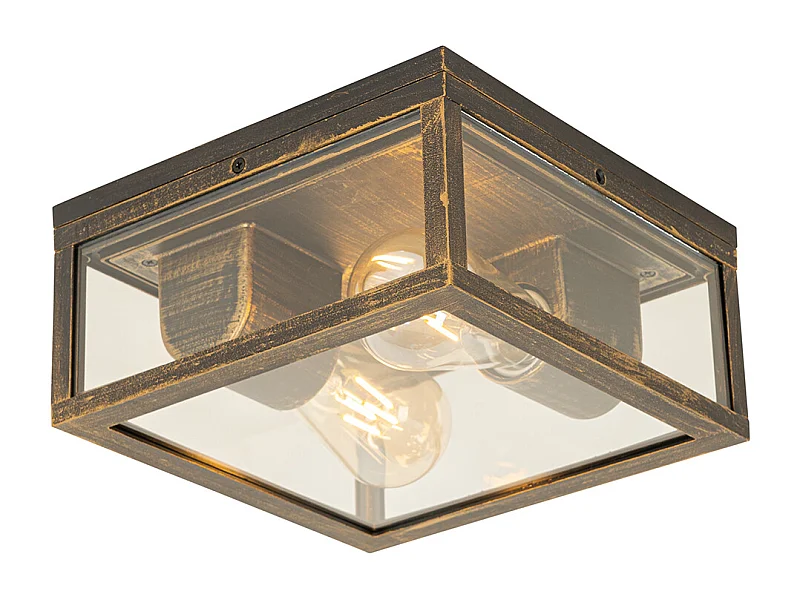 Plafonnier vintage doré antique IP44 2 lumières - Charlois