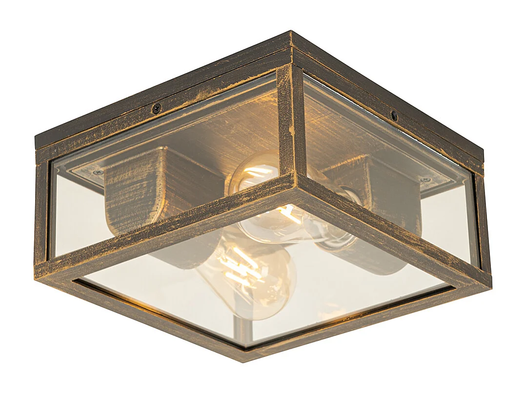 Plafonnier vintage doré antique IP44 2 lumières - Charlois