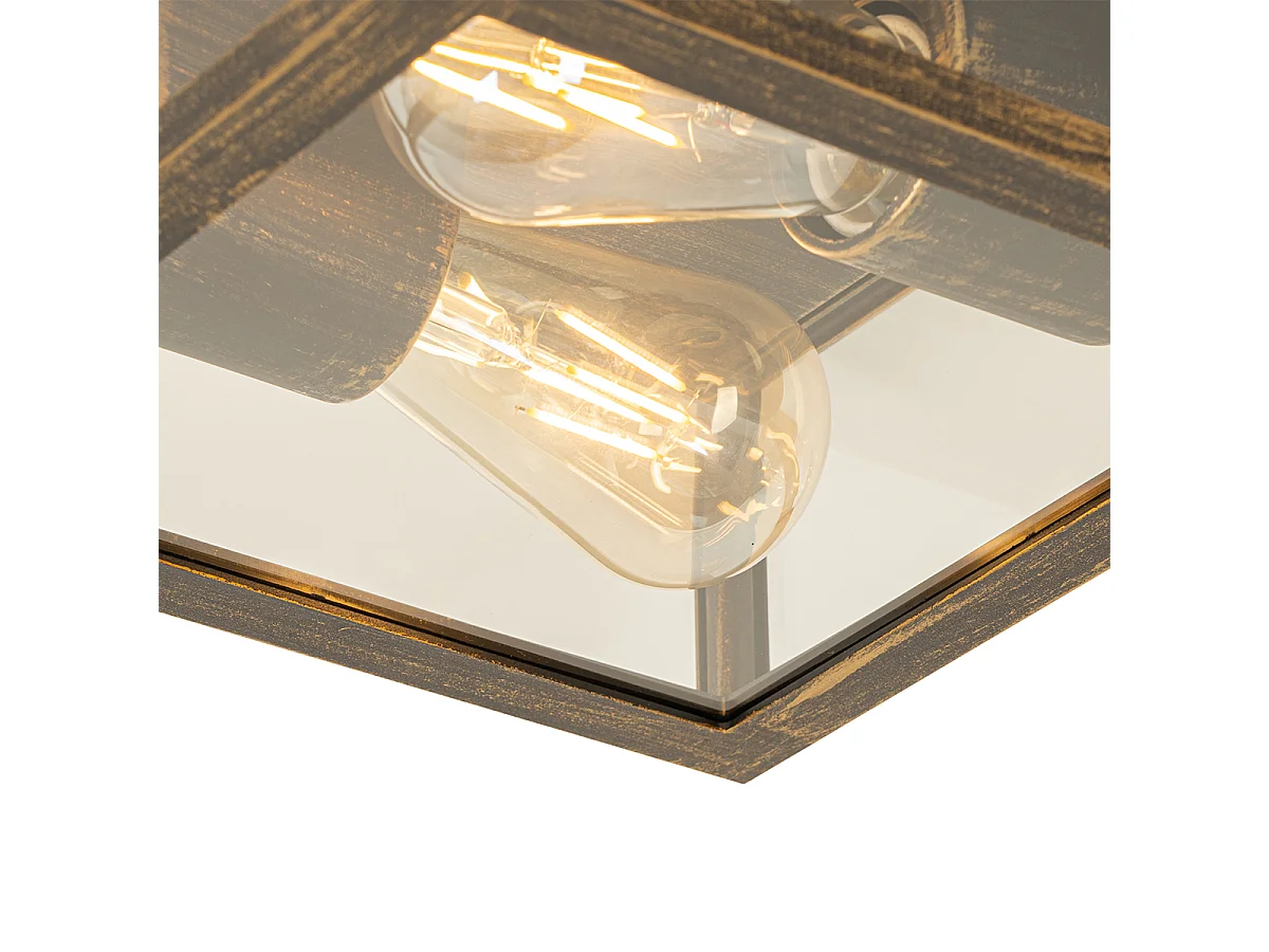 Plafonnier vintage doré antique IP44 2 lumières - Charlois