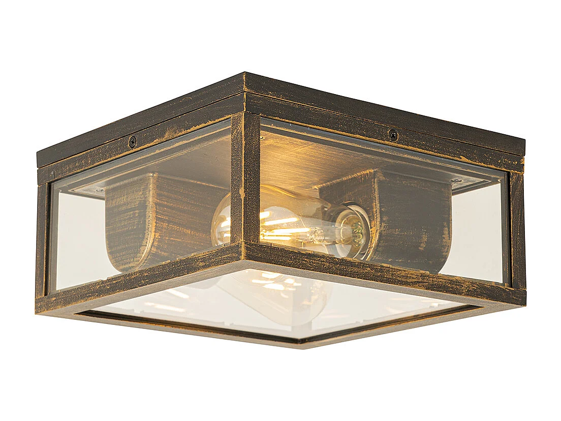 Plafonnier vintage doré antique IP44 2 lumières - Charlois