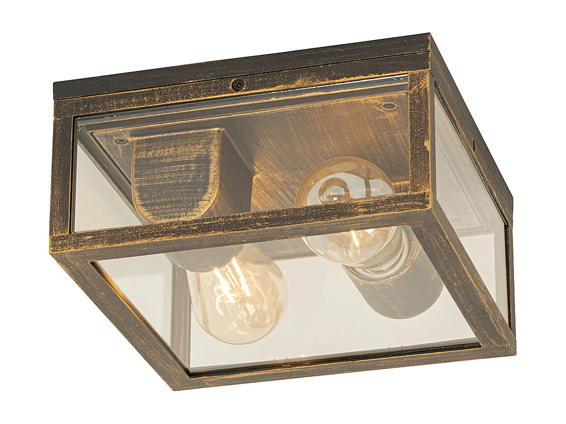 Plafonnier vintage doré antique IP44 2 lumières - Charlois