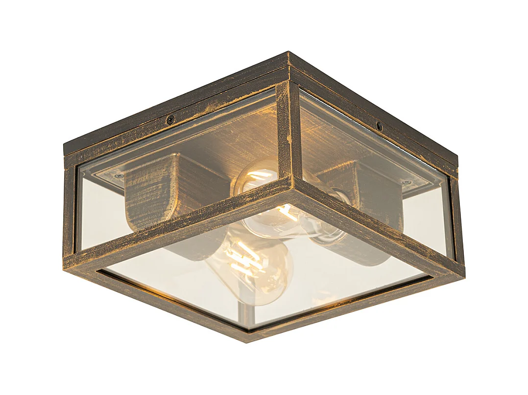 Plafonnier vintage doré antique IP44 2 lumières - Charlois