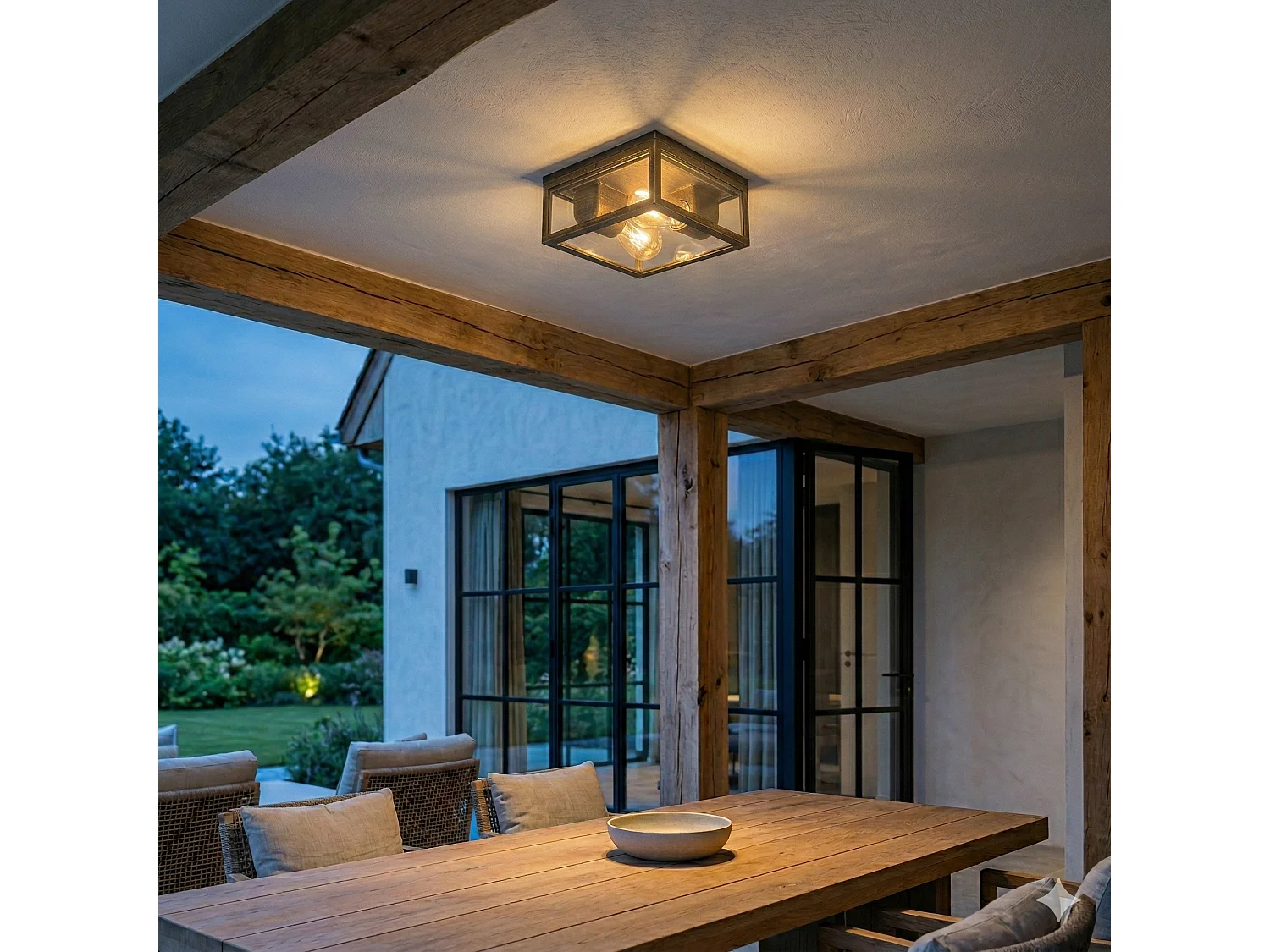 Plafonnier vintage or antique IP44 2 lumières - Charlois