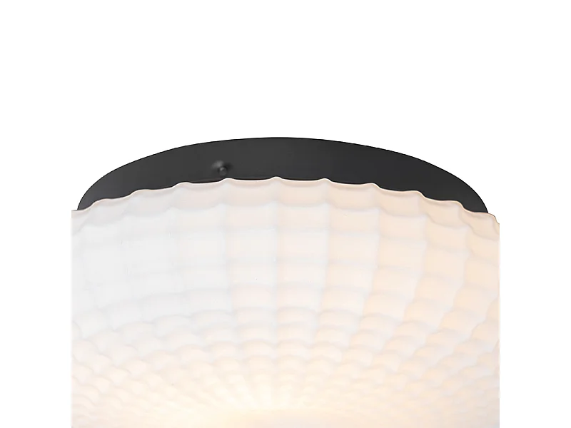 Plafonnier classique noir avec verre opale 23 cm IP44 - Nohmi