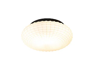 Plafonnier classique noir avec verre opale 23 cm IP44 - Nohmi