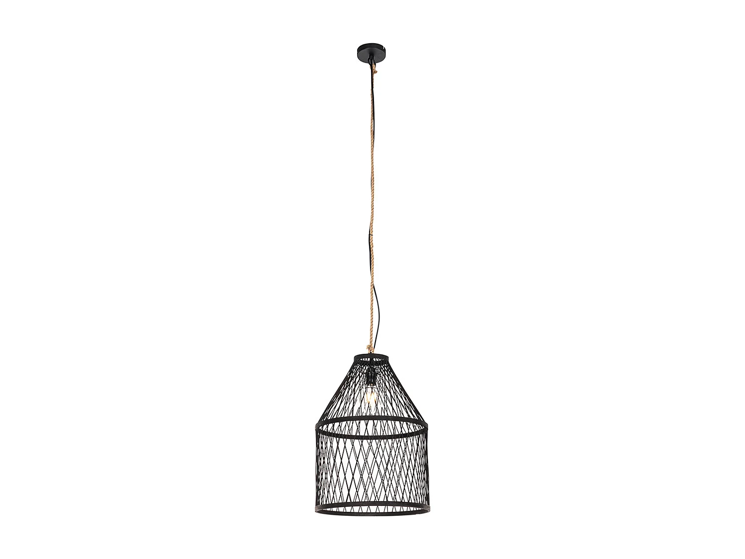 Lampe suspendue d'extérieur rurale en rotin noir 40x55 cm - Calamus