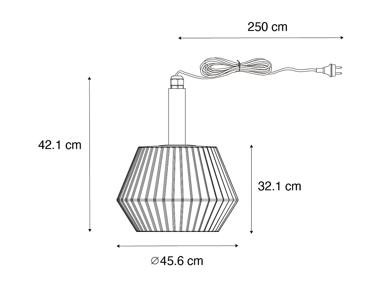 Lampe suspendue d'extérieur moderne noire avec abat-jour blanc 45,6 cm IP44 - Robbert