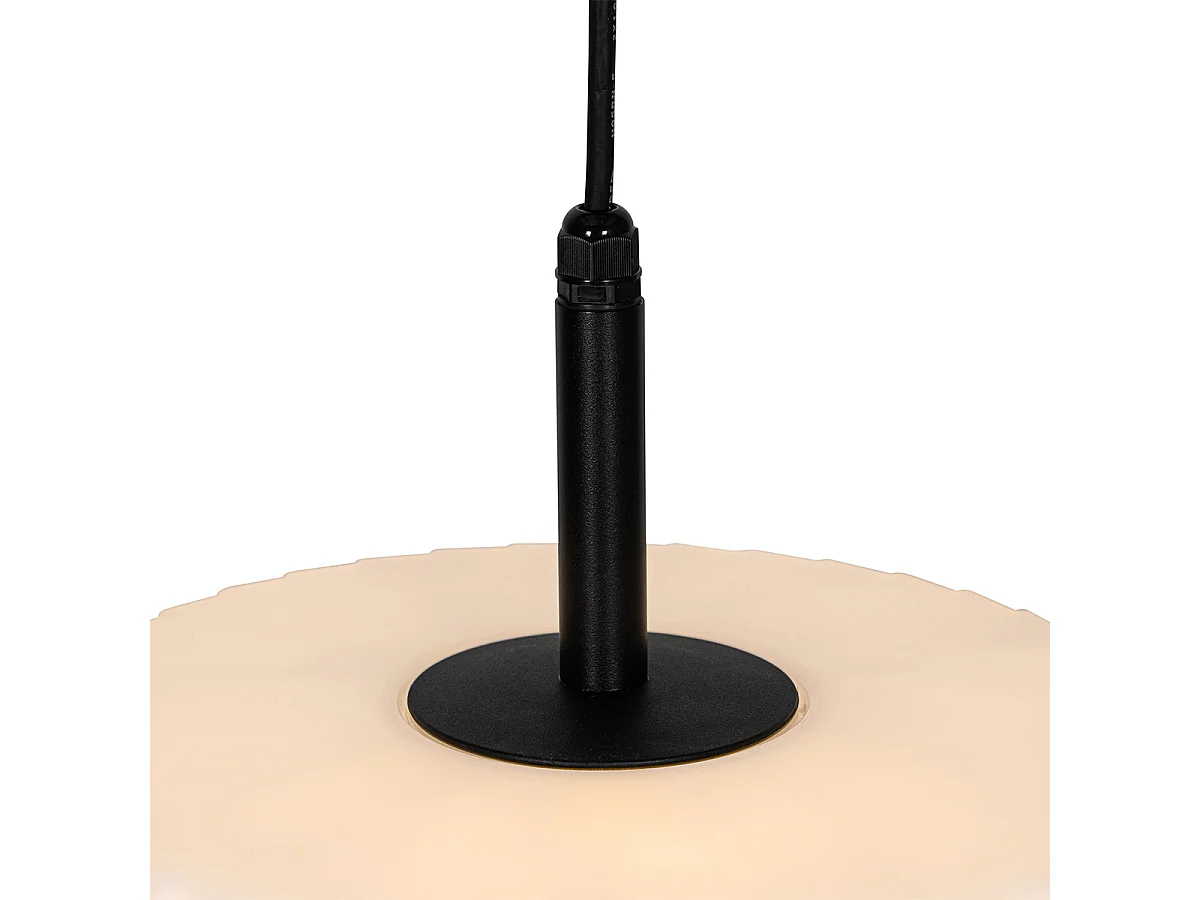 Lampe suspendue d'extérieur moderne noire avec abat-jour blanc 45,6 cm IP44 - Robbert