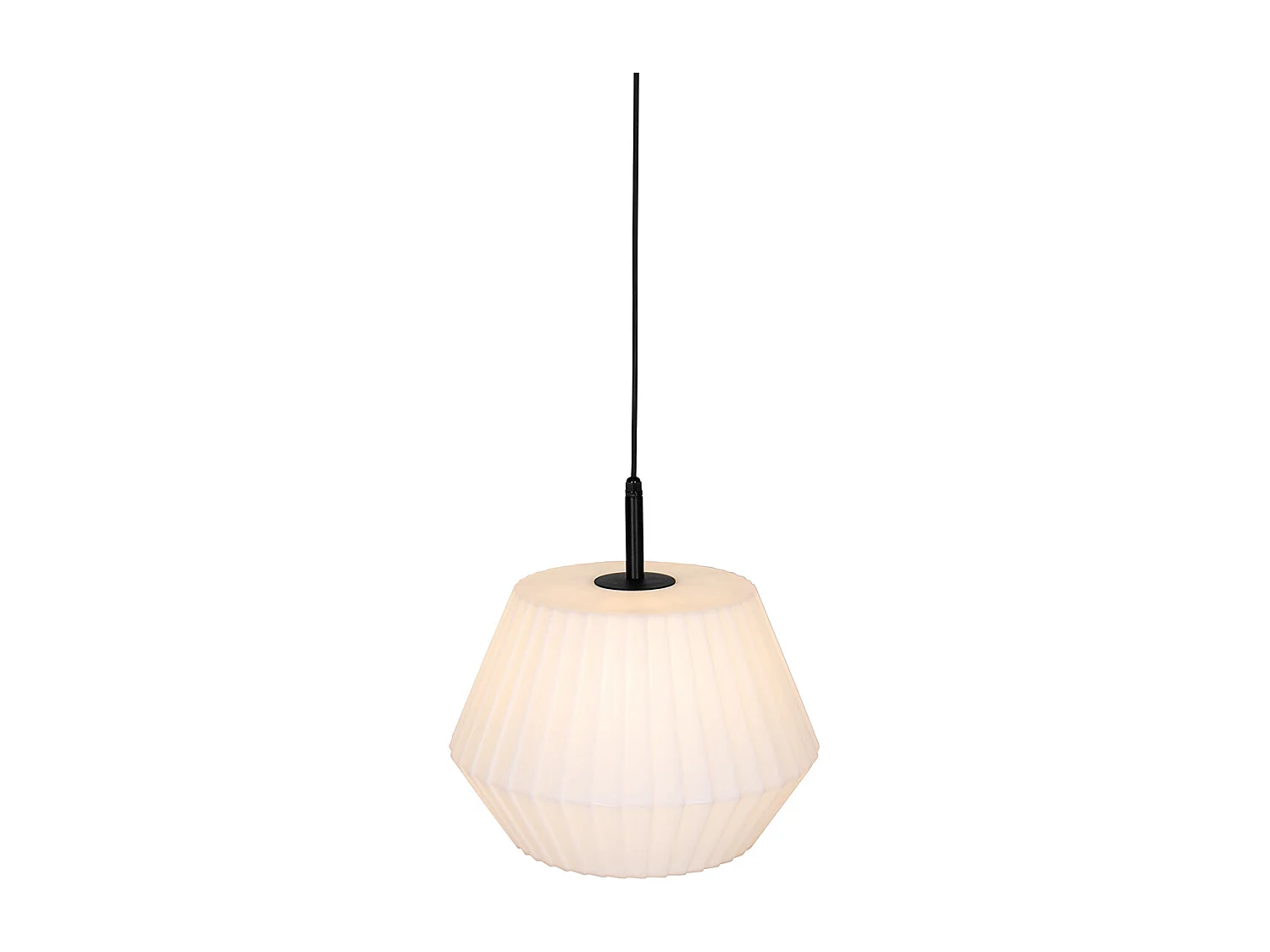 Lampe suspendue d'extérieur moderne noire avec abat-jour blanc 45,6 cm IP44 - Robbert