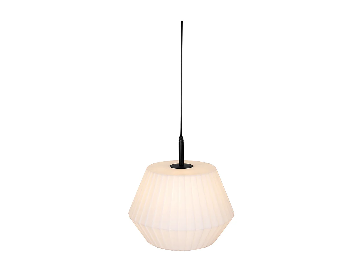 Suspension extérieure moderne noire avec abat-jour blanc 45,6 cm IP44 - Robbert