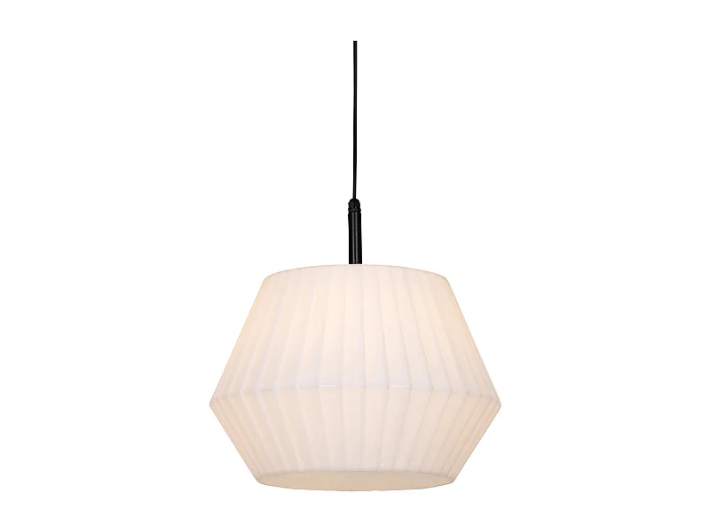 Suspension extérieure moderne noire avec abat-jour blanc 45,6 cm IP44 - Robbert