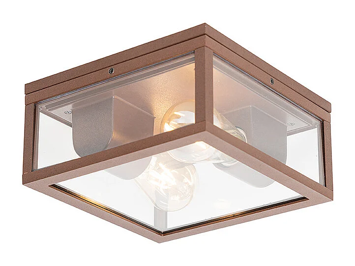 Plafonnier industriel brun rouille IP44 2 lumières - Charlois