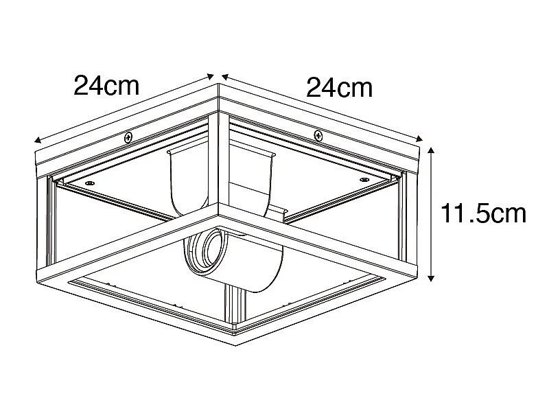Plafonnier industriel brun rouille IP44 2 lumières - Charlois