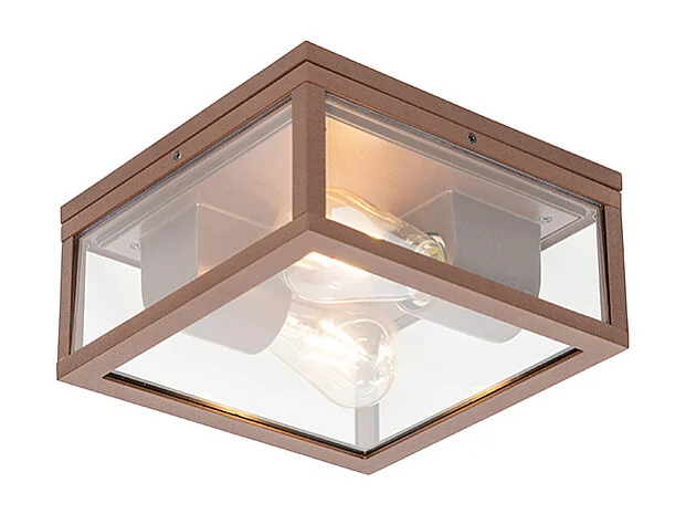 Plafonnier industriel brun rouille IP44 2 lumières - Charlois