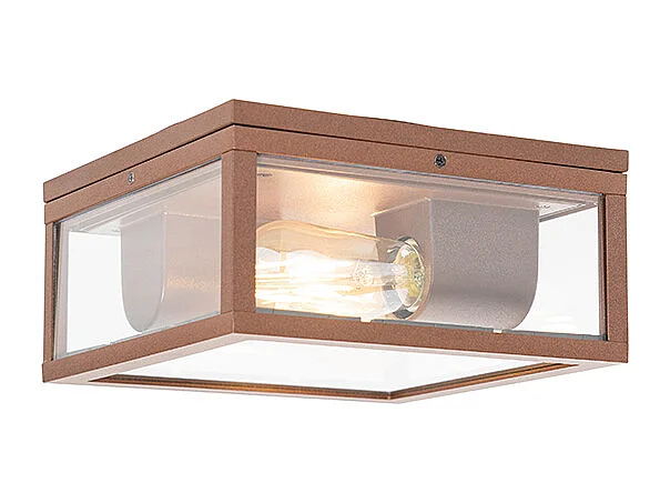 Plafonnier industriel brun rouille IP44 2 lumières - Charlois