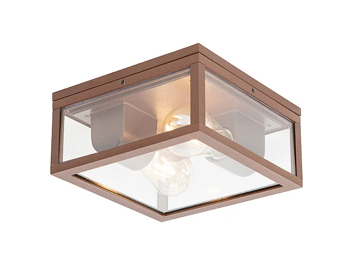 Plafonnier industriel brun rouille IP44 2 lumières - Charlois