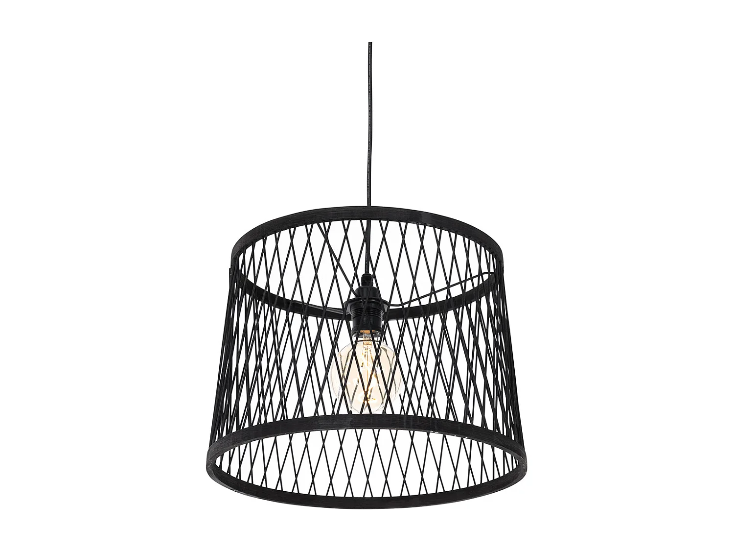 Lampe suspendue d'extérieur rurale en rotin noir 3 lumières - Calamus