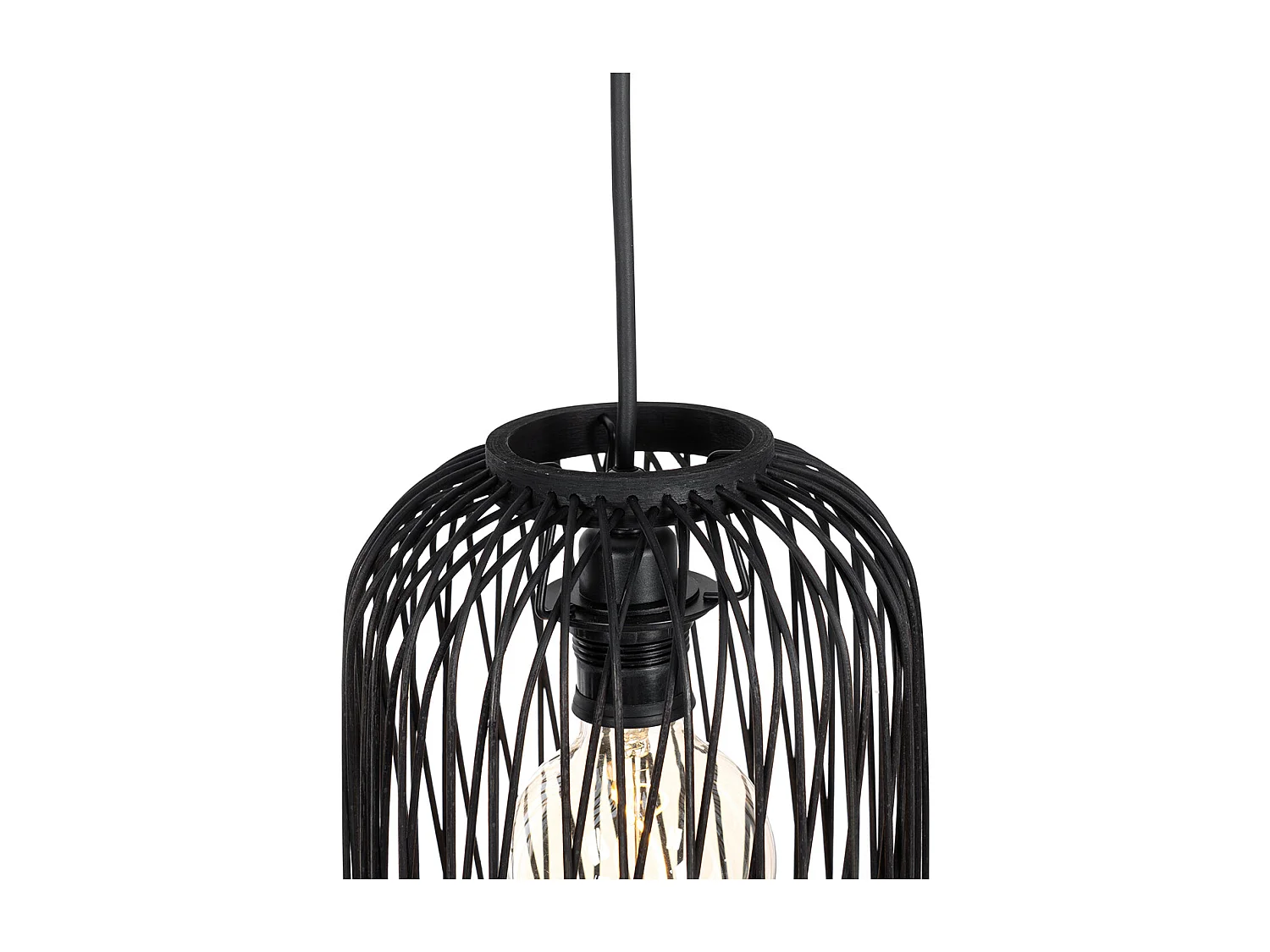 Lampe suspendue d'extérieur rurale en rotin noir 3 lumières - Calamus