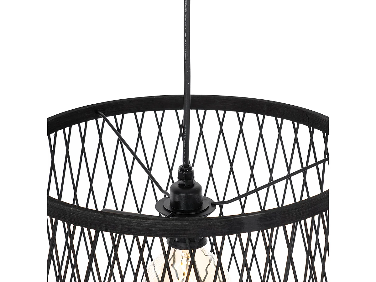 Suspension d'extérieur rustique en rotin noir 3 lumières - Calamus