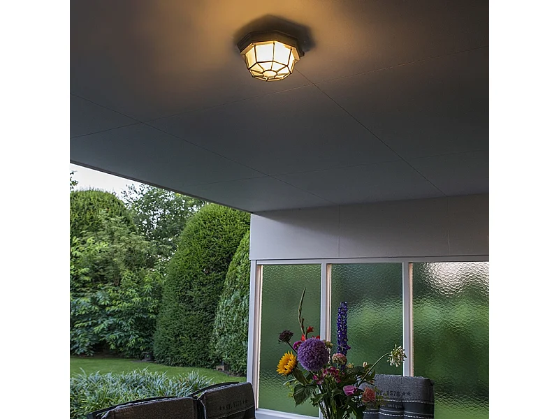 Plafonnier rural gris foncé IP44 - Bri S