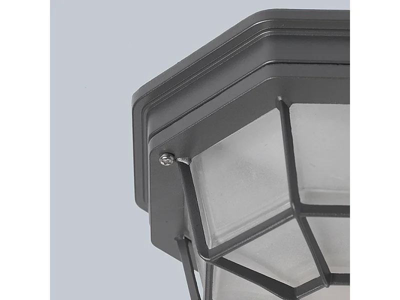 Plafonnier rural gris foncé IP44 - Bri S