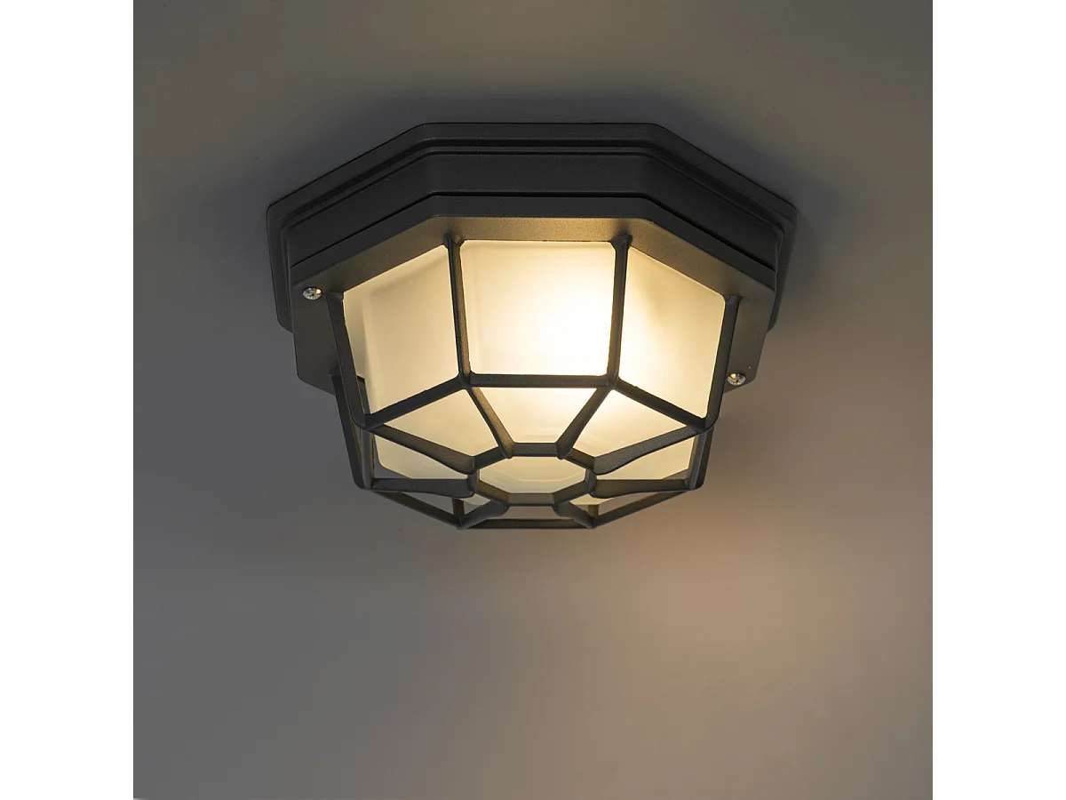 Plafonnier rural gris foncé IP44 - Bri S