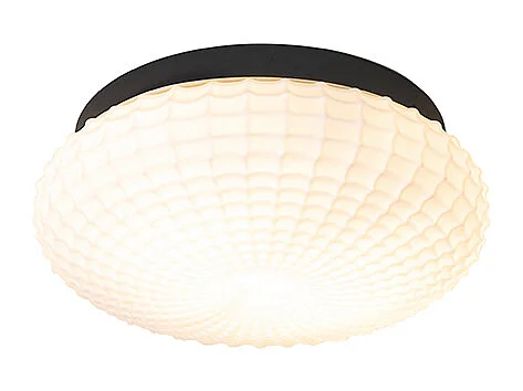 Plafonnier classique noir avec verre opale 30 cm IP44 - Nohmi