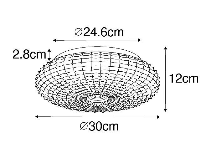 Plafonnier classique noir avec verre opale 30 cm IP44 - Nohmi
