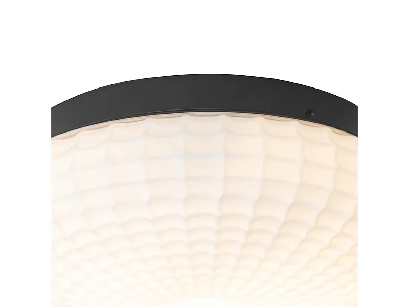 Plafonnier classique noir avec verre opale 30 cm IP44 - Nohmi
