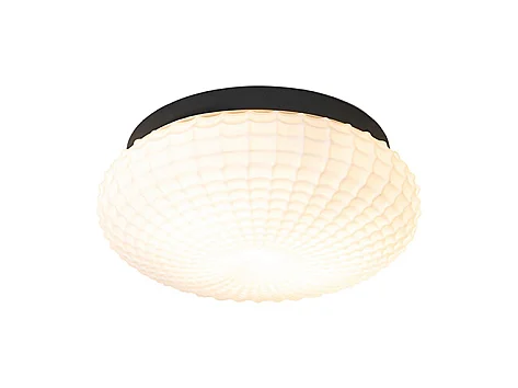Plafonnier classique noir avec verre opale 30 cm IP44 - Nohmi