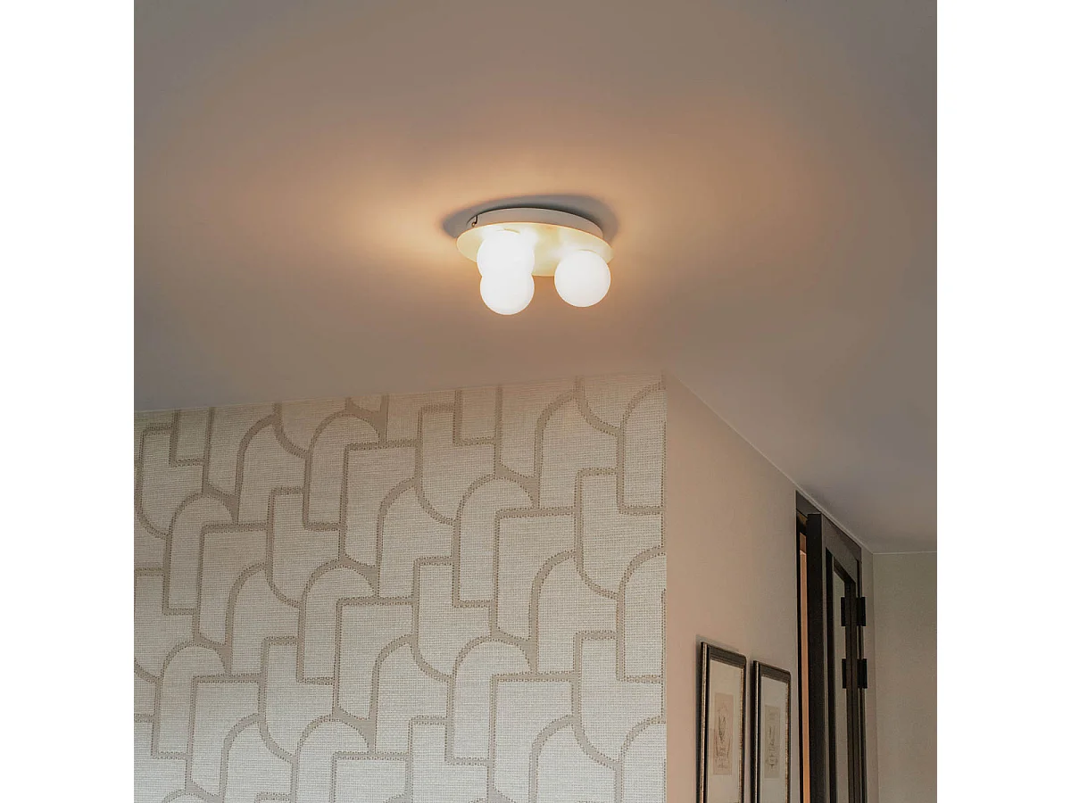 Plafonnier de salle de bain moderne blanc 3 lumières - Cederic