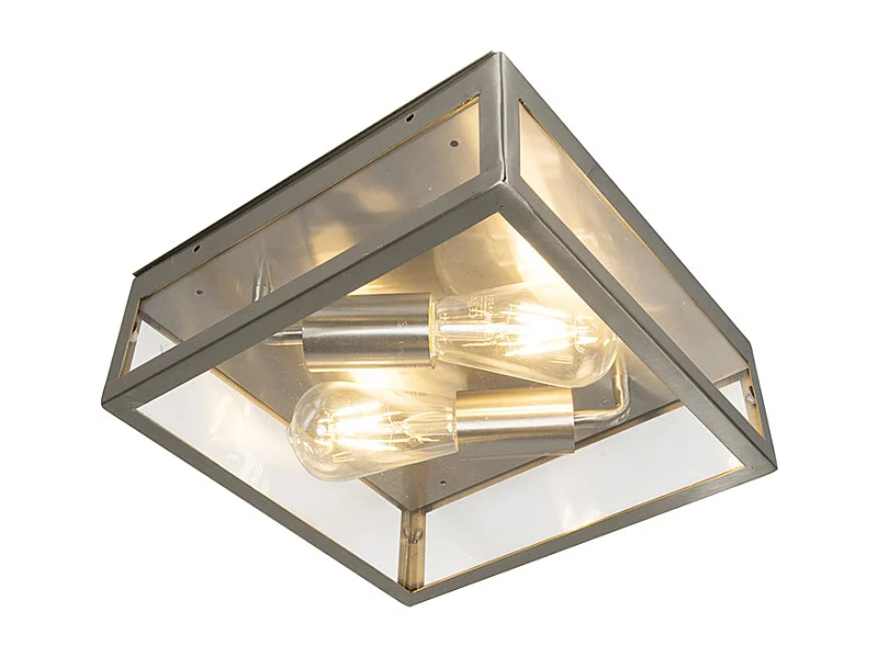 Plafonnier extérieur carré monderne en acier 2 lumières - Rotterdam