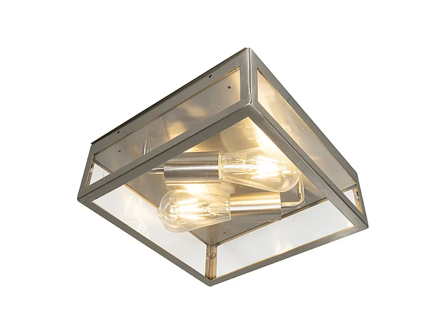 Plafonnier extérieur carré monderne en acier 2 lumières - Rotterdam