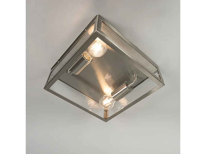 Plafonnier d'extérieur carré moderne en acier 2 lumières - Rotterdam