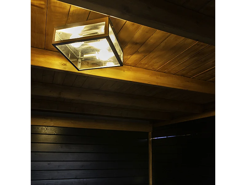 Plafonnier d'extérieur carré moderne en acier 2 lumières - Rotterdam