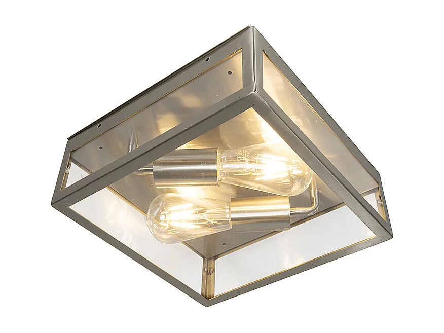 Plafonnier d'extérieur carré moderne en acier 2 lumières - Rotterdam