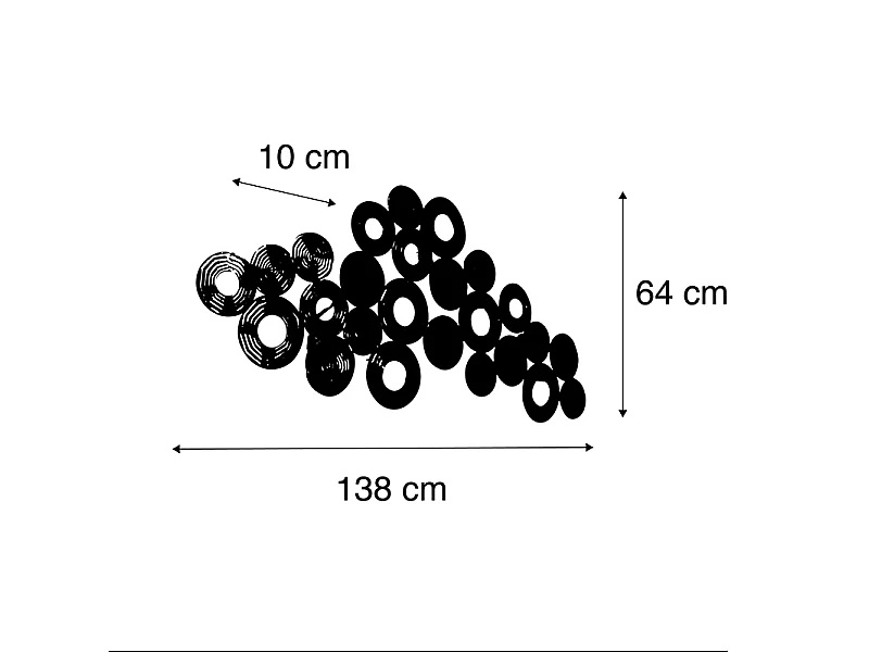 Applique Art Déco cuivre 138 cm - Cercles
