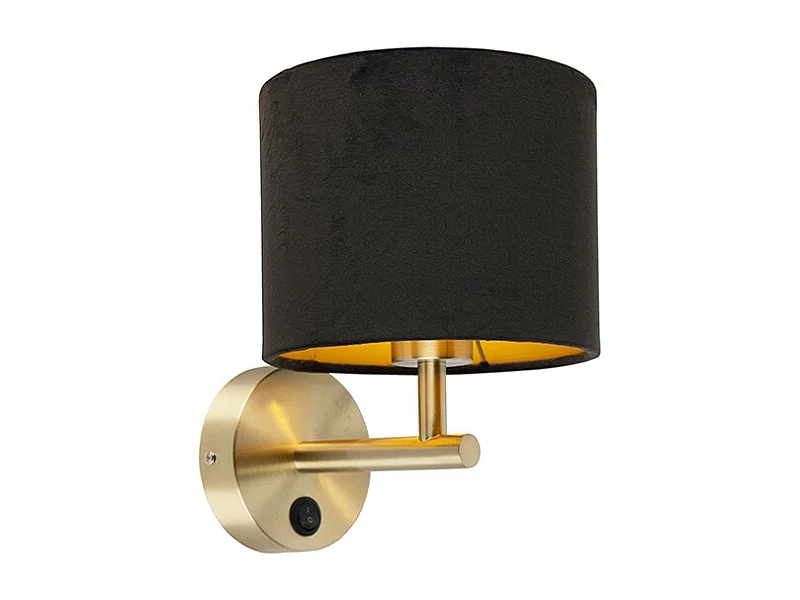 Applique murale classique dorée avec abat-jour en velours noir - Combi