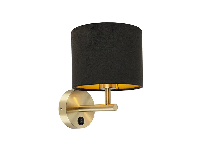 Applique classique doré avec abat-jour en velours noir - Combi
