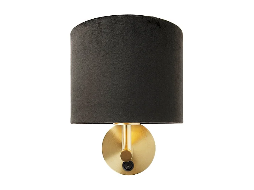 Applique murale classique dorée avec abat-jour en velours noir - Combi
