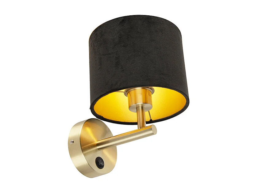 Applique murale classique dorée avec abat-jour en velours noir - Combi