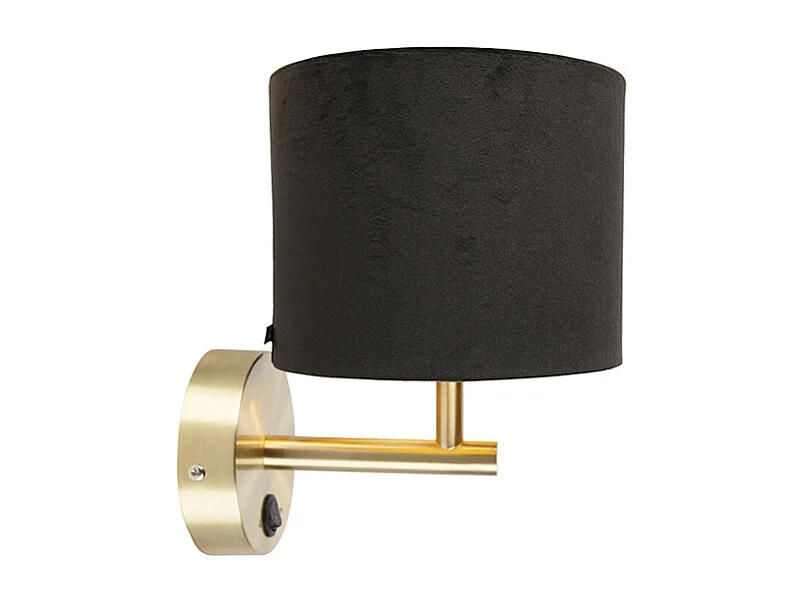 Applique murale classique dorée avec abat-jour en velours noir - Combi