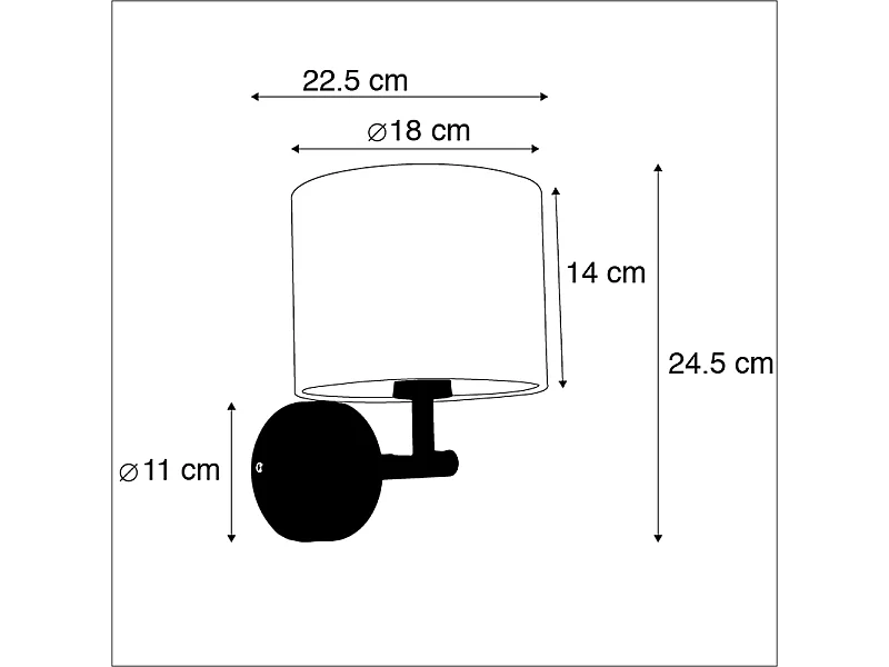 Applique murale classique dorée avec abat-jour en velours noir - Combi