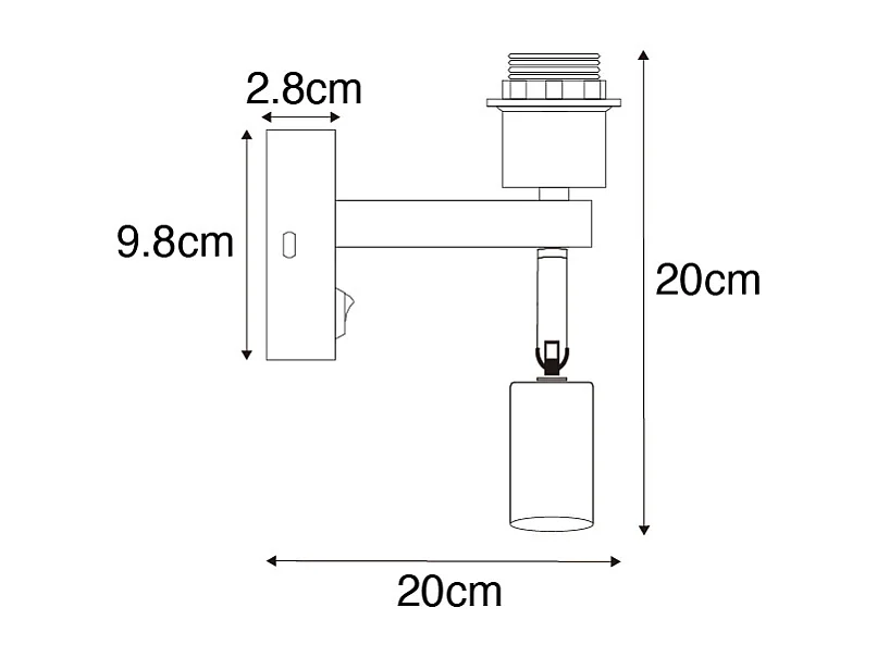 Applique murale moderne en laiton avec liseuse - Brescia