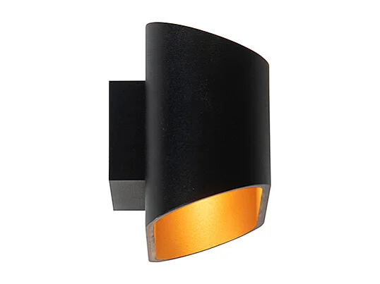 Applique murale moderne noire avec intérieur doré ovale - Alone