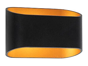 Applique murale moderne noire avec intérieur doré ovale - Alone