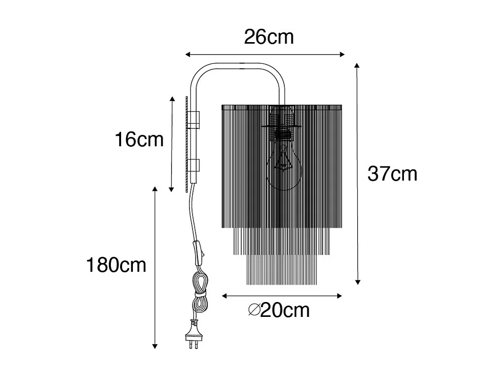 Applique orientale abat-jour crème or à franges - Franxa