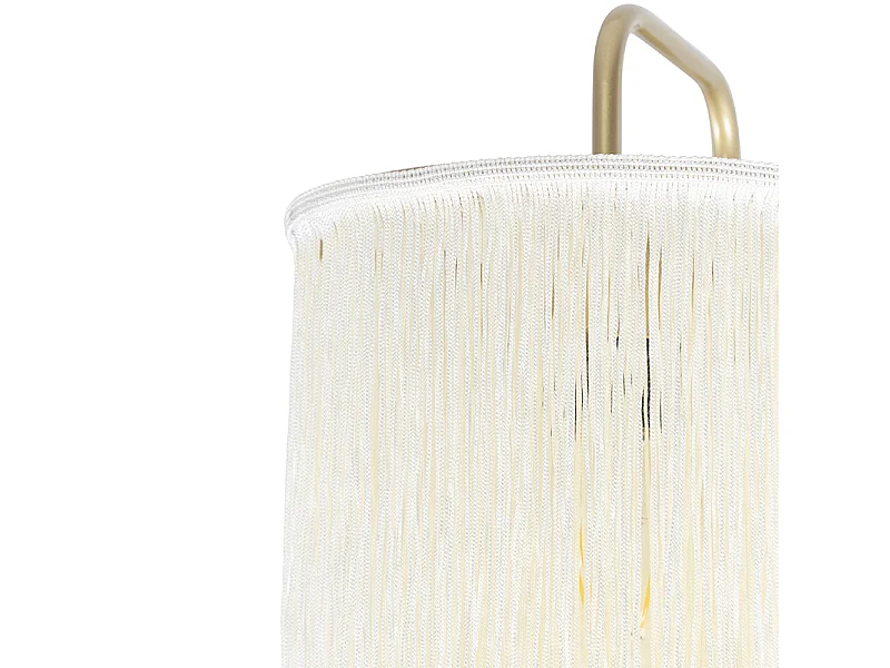 Applique murale orientale dorée avec abat-jour crème à franges - Franxa
