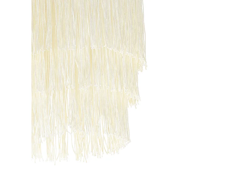 Applique murale orientale dorée avec abat-jour crème à franges - Franxa